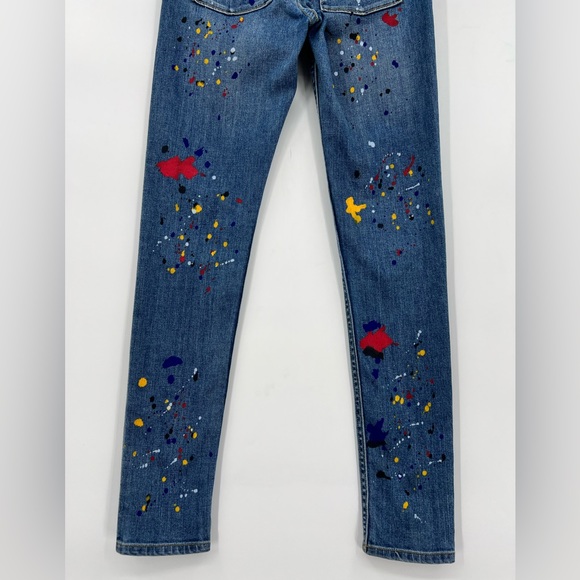 Alice + Olivia Joana Paint Splatter Skinny Jeans Stretch Pockets Zipper Size 26 - Picture 14 of 16